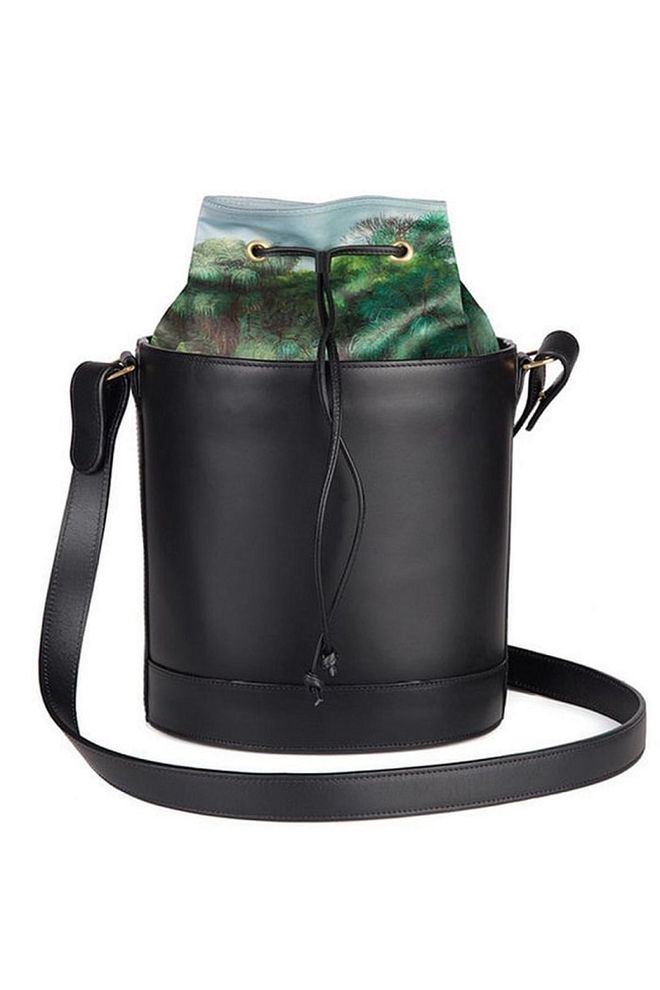 Montunas is a new name to know in the accessory game. A celebration of London and Costa Rica – which is where the designers are from – their classic styles are much more affordable than you would expect. Their collection includes this lovely bucket bag, which features a touch of the rainforest for you to take with you all day.