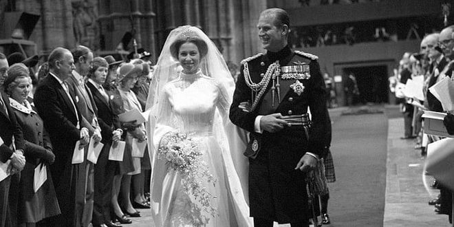 Prince Philip walked his daughter, Princess Anne, down the aisle at Westminster Abbey during her 1973 wedding to Mark Phillips. Her second wedding, to Timothy Laurence, was private in 1992, but she still had her father escort her down the aisle.

Photo: Getty