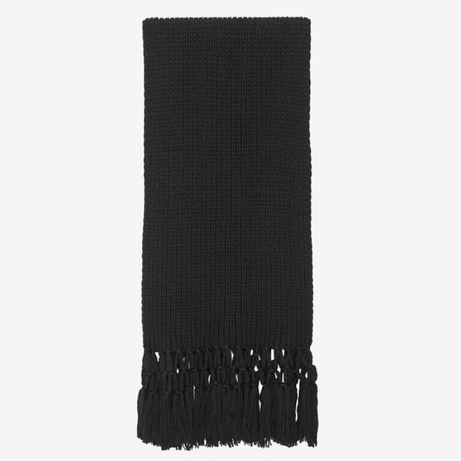 Black Wool Knitted Scarf with Macramé, $1,090, Saint Laurent 