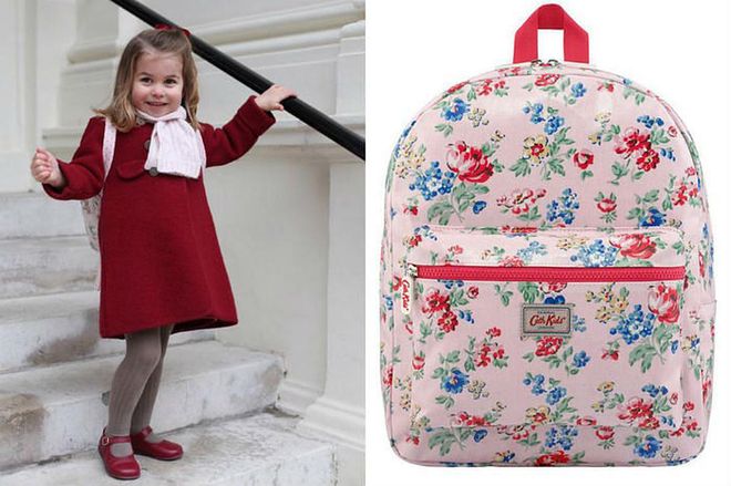 Princess Charlotte's adorable first-day of school backpack almost broke the internet with cuteness. Cath Kidston, a favorite of Kate Middleton's, produces kid's gear and clothing in London. Photo: Getty