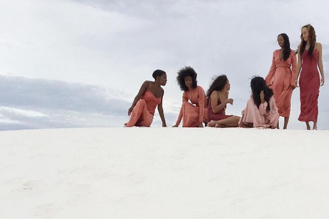 She then creative directed a photoshoot of her girlfriends wearing coordinating dresses in White Sands, New Mexico. —@saintrecords Photo: Instagram
