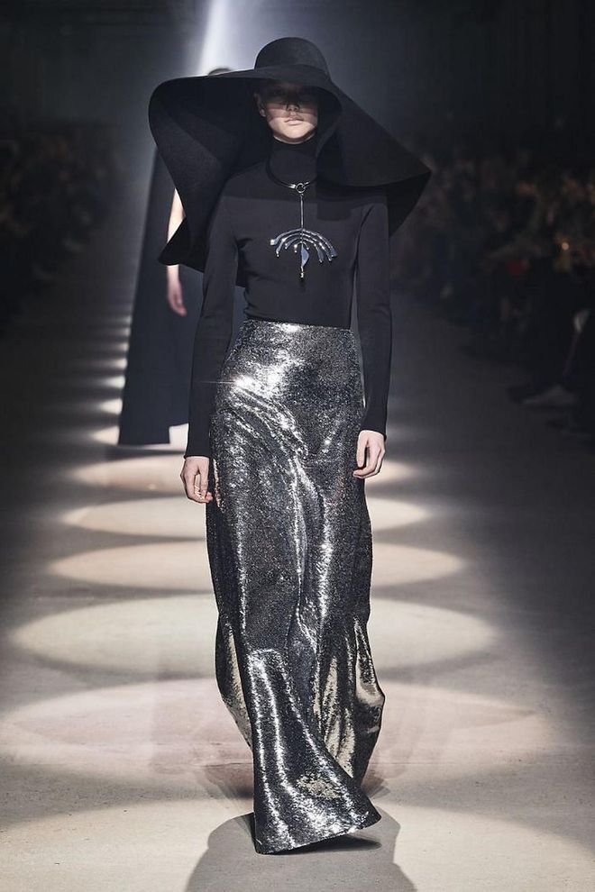 Clare Waight Keller consistently reminds us that she knows how women want to dress, and this look encapsulated it from literal head to toe. We want to feel glamorous (floor-length sequins) yet comfortable (an easy knit top, plus the long hemline) and definitely not bothered beyond the normal demands of living (a hat that messages “do not disturb”). —Leah Melby Clinton, Director of Branded Editorial Strategy, ELLE.com and MarieClaire.com

Photo: Filippo Fior / IMAXTREE
