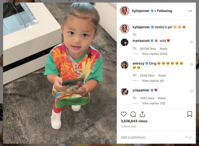 Stormi Webster on Kylie Jenner's Instagram