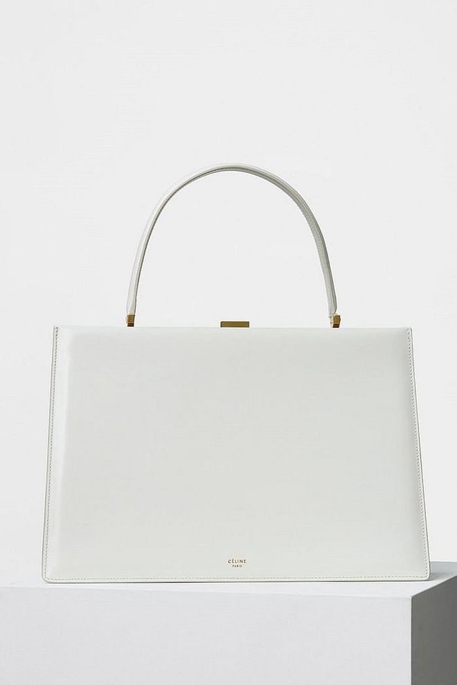 Celine's brilliantly pristine clasp bag is on the wish-list of every fashion editor this season. Clasp handbag, £2,650