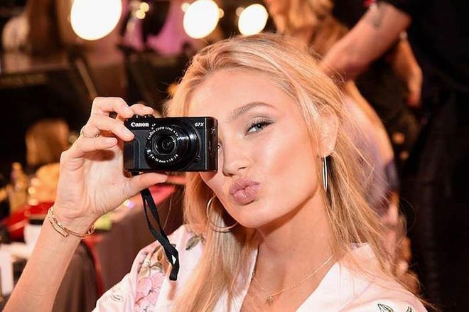 Romee Strijd backstage at the 2017 Victoria's Secret Fashion Show.