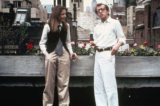 Helping to make androgynous fashion what it is today, Annie Hall (Diane Keaton) paved the way with her signature button-down and oversized tie paired with a vest and voluminous pants.

Photo: Getty