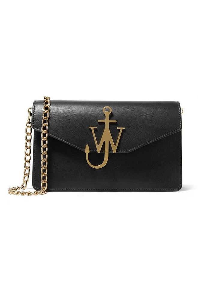 As seen on numerous fashion editors at the spring/summer 2017 shows, J.W. Anderson's elegant bag is punctuated with an anchor logo. Texture leather shoulder bag, £695