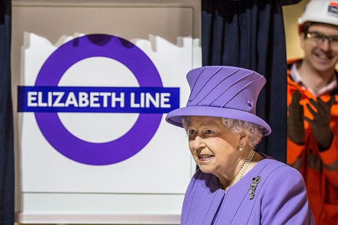The Queen visits the Crossrail station site at Bond Street, London in February 2016. The Crossrail line will be renamed the 'Elizabeth line' from December 2018 when it opens to the public.