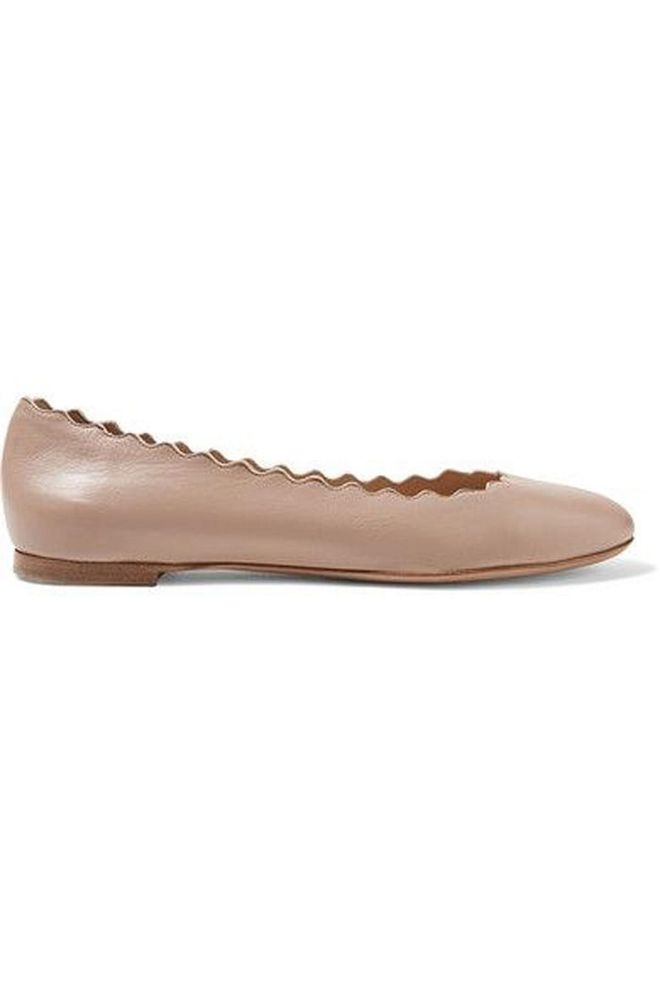 Chloé scalloped leather ballet flats, $495. Ballerinas will never go out of style, and they are comfortable enough to wear all day long.


