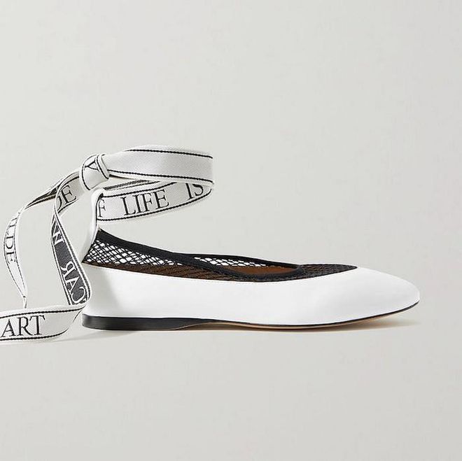 JW Anderson Leather, Mesh and Canvas Ballet Flat