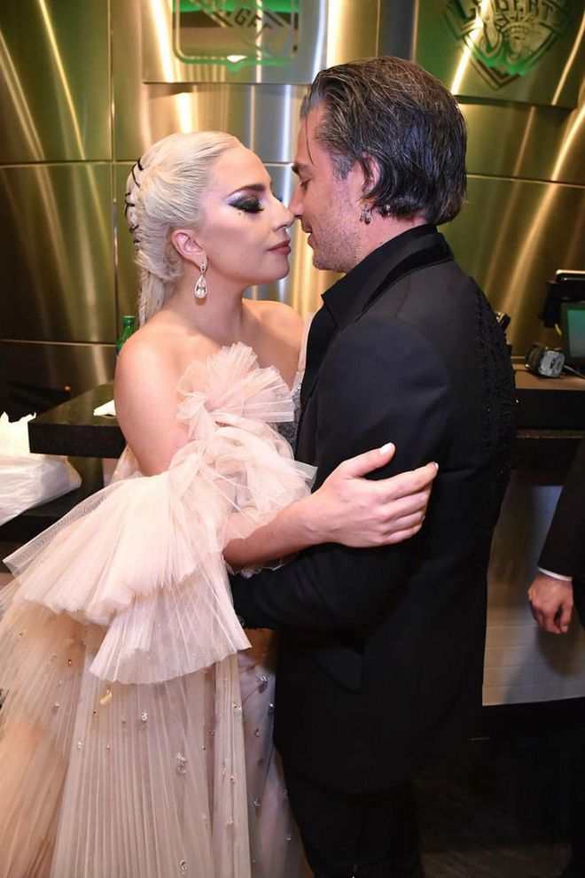 Gaga and Carino at the 2018 Grammys