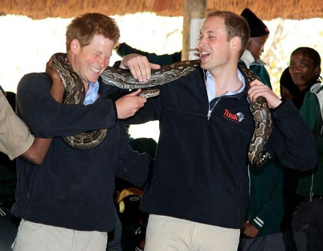 Princes Harry and William shared their special bond with the world during a June visit to Botswana, Lesotho, and South Africa—their first official overseas visit together. It was a chance for the brothers to highlight the issues most important to them, such as supporting disadvantaged youth and sustainable development, and try and embarrass each other in front of the cameras. Shot of the trip? Wearing a rather feisty rock python during a visit to the Mokolodi Nature Reserve.

Photo: Chris Jackson / Getty